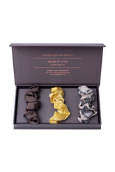 Large Silk Scrunchie Set Brown/PannaCotta/Animal